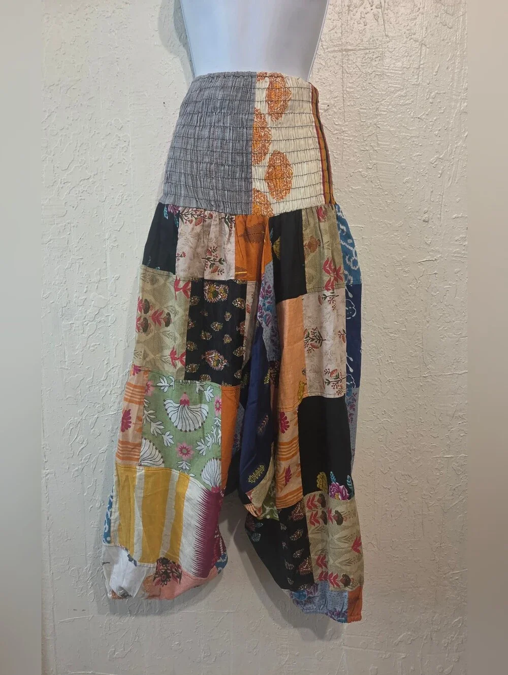 Convertible 2-in-1 Patchwork Harem Pants / Strapless Romper NWOT Sz S/M